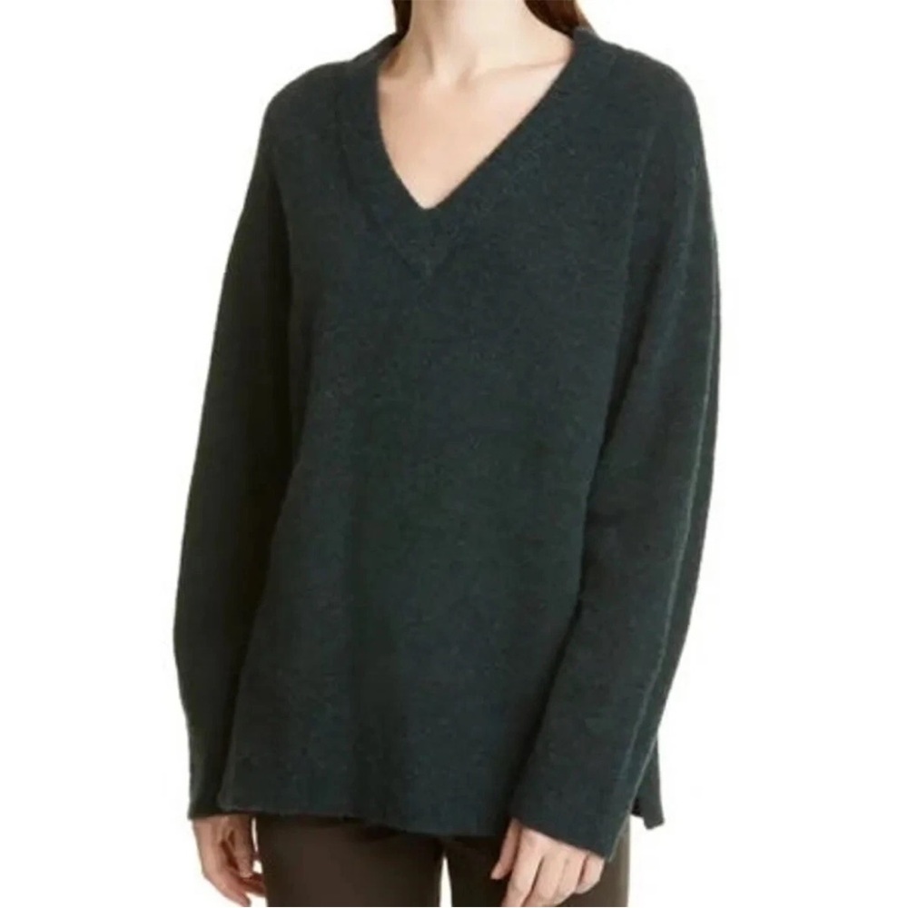 Vince‎ Side Split V Neck Wool Blend Sweater Terrarium Green Size Medium